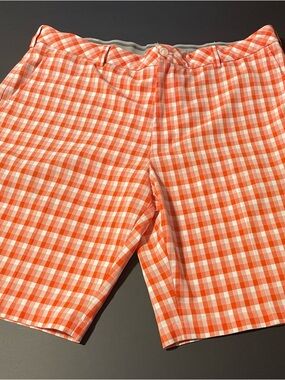 Walter Hagen Orange and White Gingham Golf Shorts